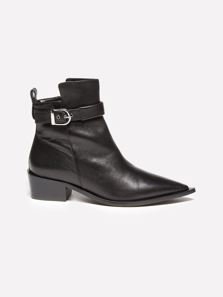 Black western boots in 100% leather - women's boots and ankle boots - Black | Sisley image number 2